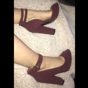 Qupid Burgundy Heels